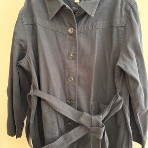 Elegant Charcoal Belted Trench Coat